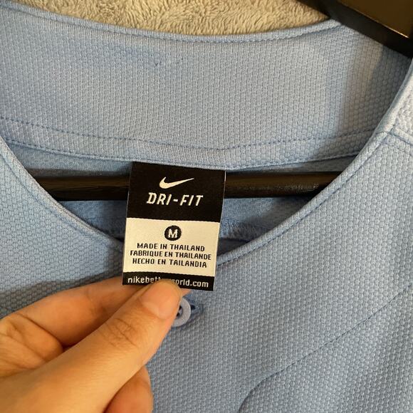 North Carolina Team Issued Baseball Jersey Shirt Nike Tar Heels Medium Blue - Picture 7 of 7